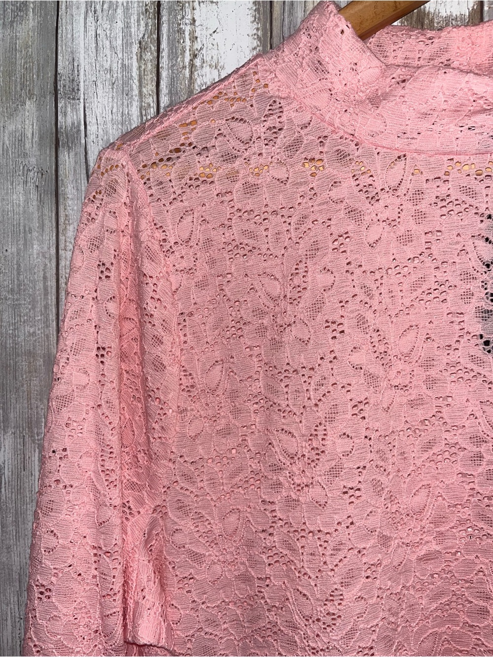NWT Torrid Stretch Lace Mock Neck Top Almond Blossom Pink 2X 18 20 - Picture 3 of 5